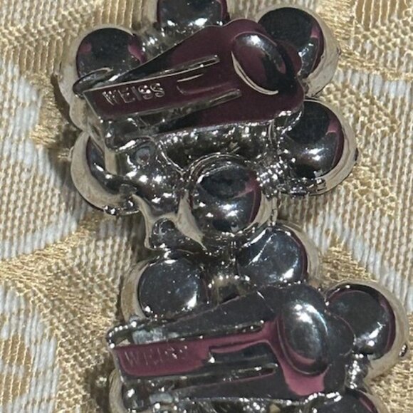 WEISS Smokey Black Art Deco Rhinestone EARRINGS - Picture 10 of 10